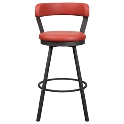 Appert Pub Height Chair with Dark Gray Finish Metal Base and Red Faux Leather Upholstery - Set of 2 