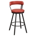 Appert Pub Height Chair with Dark Gray Finish Metal Base and Red Faux Leather Upholstery - Set of 2 - HME1221