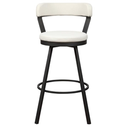 Appert Pub Height Chair with Dark Gray Metal Base and White Faux Leather Upholstery - Dark Gray Finish Base - Set of 2 