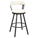 Appert Pub Height Chair with Dark Gray Metal Base and White Faux Leather Upholstery - Dark Gray Finish Base - Set of 2 - HME1222