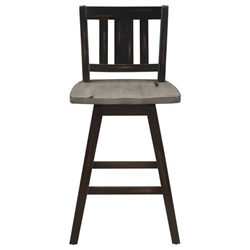 Amsonia Counter Height Chair with Solid Rubberwood Frame - Vertical Slat Back - 2-Tone Distressed Gray and Black Finish Frame - Set of 2 