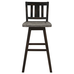 Amsonia Swivel Pub Height Chair with Solid Rubber Wood and 2-Tone Distressed Gray & Black Finish Frame - Set of 2 