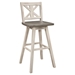 Amsonia Swivel Pub Height Chair with Solid Rubber Wood X-Back and 2-Tone Distressed Gray and White Finish Frame - Set of 2 - HME1233