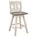 Amsonia Swivel Pub Height Chair with Solid Rubber Wood Divided X-Back and 2-Tone Distressed Gray and White Finish Frame - Set of 2 - HME1234