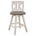 Amsonia Swivel Pub Height Chair with Solid Rubber Wood Divided X-Back and 2-Tone Distressed Gray and White Finish Frame - Set of 2 - HME1234