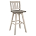 Amsonia Swivel Pub Height Chair with Solid Rubber Wood Vertical Slat Back and 2-Tone Distressed Gray and White Finish Frame - Set of 2 - HME1235