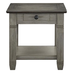 Granby Oak End Table with 1 Drawer - 2-Tone Coffee Finish Top and Antique Gray Finish Legs 