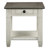 Granby 2-Tone End Table with Dovetail Drawer - Rosy Brown Finish Top and Antique White Finish Legs