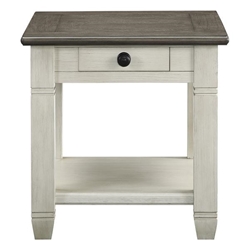 Granby 2-Tone End Table with Dovetail Drawer - Rosy Brown Finish Top and Antique White Finish Legs 