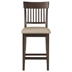 Balin Counter Height Chair with Slat Back - Dark Brown Finish Frame and Fabric Upholstery - Set of 2