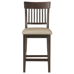 Balin Counter Height Chair with Slat Back - Dark Brown Finish Frame and Fabric Upholstery - Set of 2 