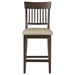 Balin Counter Height Chair with Slat Back - Dark Brown Finish Frame and Fabric Upholstery - Set of 2 - HME1281