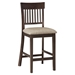 Balin Counter Height Chair with Slat Back - Dark Brown Finish Frame and Fabric Upholstery - Set of 2 - HME1281