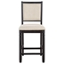 Asher Counter Height Chair with Wood Frame - Black Finish Frame - Beige Fabric Upholstery - Set of 2