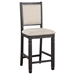 Asher Counter Height Chair with Wood Frame - Black Finish Frame - Beige Fabric Upholstery - Set of 2 - HME1285