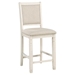 Asher Counter Height Chair with Wood Frame and Beige Fabric Upholstery - Antique White Finish Frame - Set of 2 - HME1286