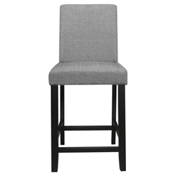 Adina Counter Height Chair with Wood Frame - Gray Fabric Upholstery - Black Finish Legs - Set of 2 