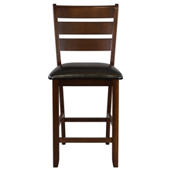 Ameillia Counter Height Chair with Wood Frame and Faux Leather Upholstery - Dark Oak Finish Frame - Set of 2 