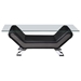 Veloce Cocktail Table with Glass Top - Faux Leather Upholstered Base and Chrome Legs with Chrome Finish - HME1301