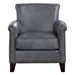 Braintree Burnish-Gray Accent Chair with Solid Wood Frame - 100% Top Grain Leather - Espresso Finish Legs - HME1304