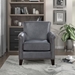 Braintree Burnish-Gray Accent Chair with Solid Wood Frame - 100% Top Grain Leather - Espresso Finish Legs - HME1304