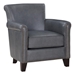 Braintree Burnish-Gray Accent Chair with Solid Wood Frame - 100% Top Grain Leather - Espresso Finish Legs - HME1304