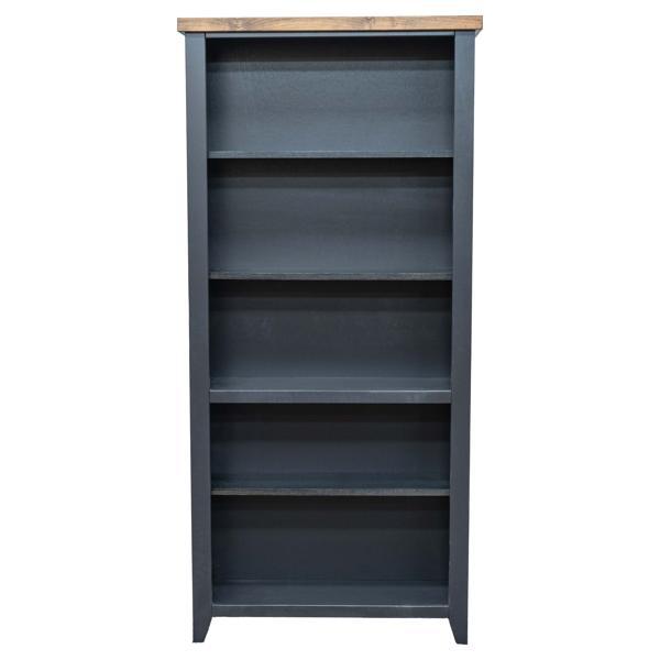 Essex 72" High 5-Shelf Bookcase - No Assembly Required - Black and Whiskey Finish 
