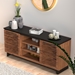 Graceland 63" TV Stand Console for TVs up to 70 inches - No Assembly Required - Black with Bourbon finish - LGH1090