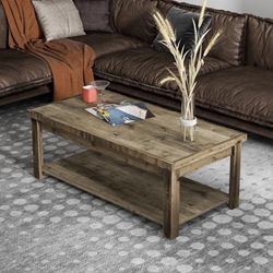 Joshua Creek 48" Coffee Table - No Assembly Required - Barnwood Finish 