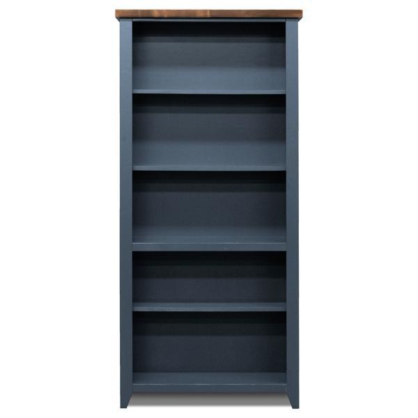 Nantucket 72" High 5-Shelf Bookcase - No Assembly Required - Blue Denim and Whiskey Finish 