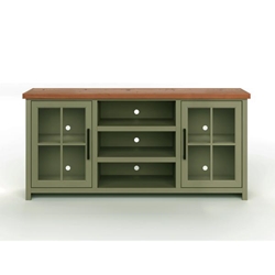 Vineyard 67" TV Stand Console for TVs up to 80 inches - No Assembly Required - Sage Green and Fruitwood Finish 