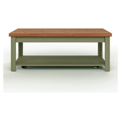 Vineyard 48" Coffee Table - No Assembly Required - Sage Green and Fruitwood Finish 