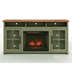 Vineyard 74" Fireplace TV Stand Console for TVs up to 85 inches - Sage Green and Fruitwood Finish