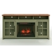 Vineyard 74" Fireplace TV Stand Console for TVs up to 85 inches - Sage Green and Fruitwood Finish - LGH1150