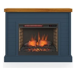 Washington 48" Fireplace with Mantel - Blue Denim and Whiskey Finish 