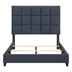 Bridger Queen Size Navy Blue Denim Squares Upholstered Platform Bed - Quick Assembly