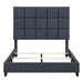 Bridger Queen Size Navy Blue Denim Squares Upholstered Platform Bed - Quick Assembly - LGH1159