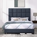 Bridger Queen Size Navy Blue Denim Squares Upholstered Platform Bed - Quick Assembly - LGH1159