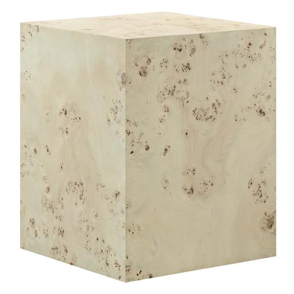 Cosmos 16" Square Burl Wood Side Table - Bleached Burl 
