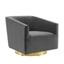 Twist Accent Lounge Performance Velvet Swivel Chair - Gold Charcoal