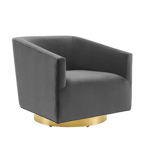 Twist Accent Lounge Performance Velvet Swivel Chair - Gold Charcoal 