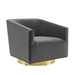 Twist Accent Lounge Performance Velvet Swivel Chair - Gold Charcoal - MOD10237