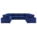 Commix Down Filled Overstuffed Performance Velvet 8-Piece Sectional Sofa - Navy - MOD10368