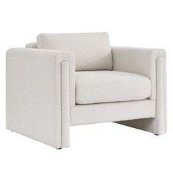 Visible Boucle Fabric Armchair - Ivory 