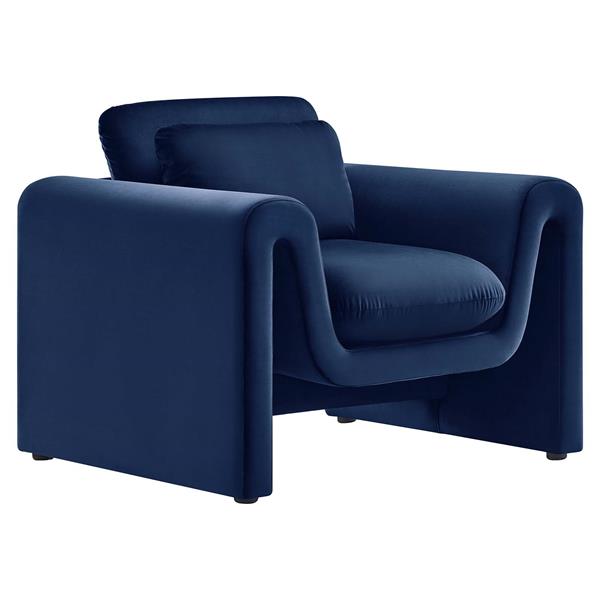 Waverly Performance Velvet Armchair - Midnight Blue 