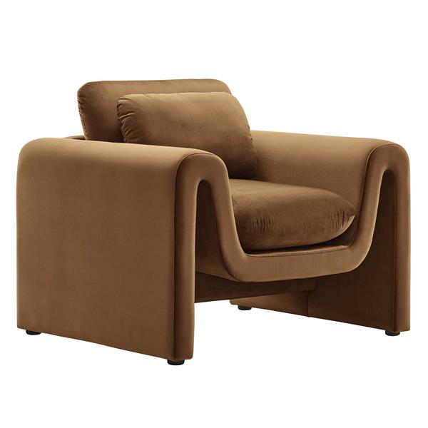 Waverly Performance Velvet Armchair - Brown 