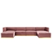 Sanguine Channel Tufted Performance Velvet 6-Piece Modular Sectional Sofa - Dusty Rose - MOD10610