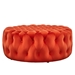 Amour Tufted Button Large Round Performance Velvet Ottoman - Orange - MOD10810