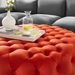 Amour Tufted Button Large Round Performance Velvet Ottoman - Orange - MOD10810