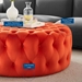 Amour Tufted Button Large Round Performance Velvet Ottoman - Orange - MOD10810